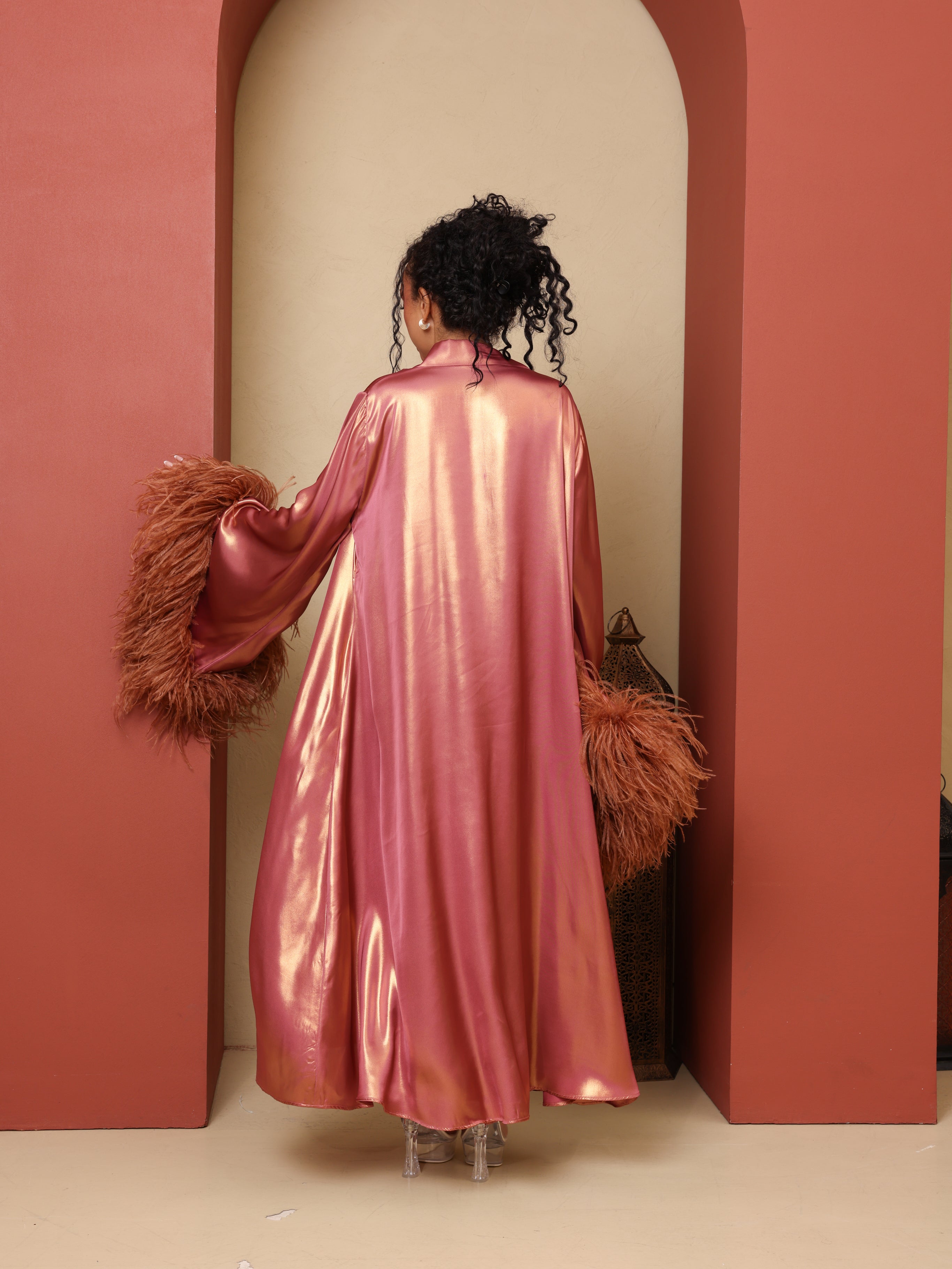 Luxury Satin Feather Abaya