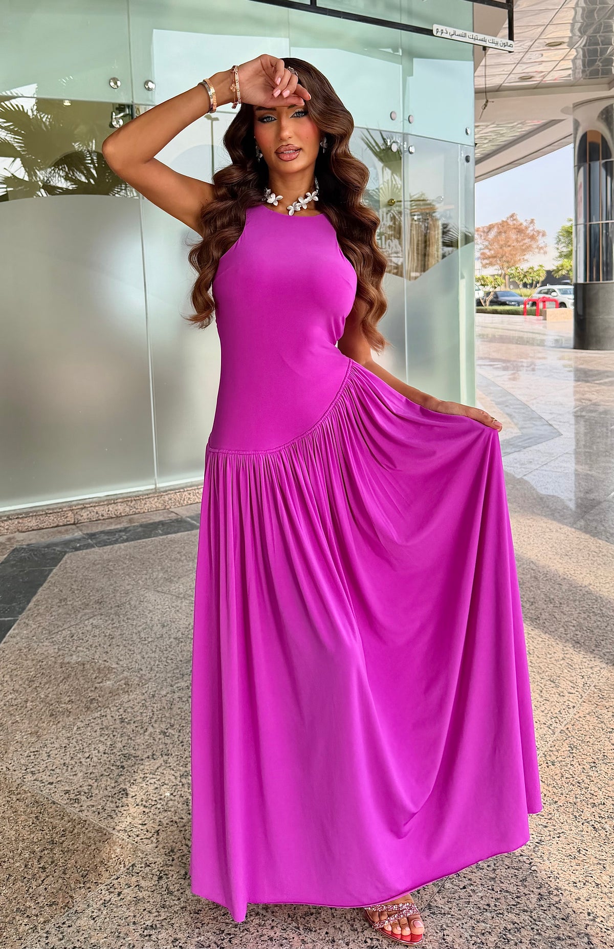 Amethyst Grace Pleated Maxi Dress
