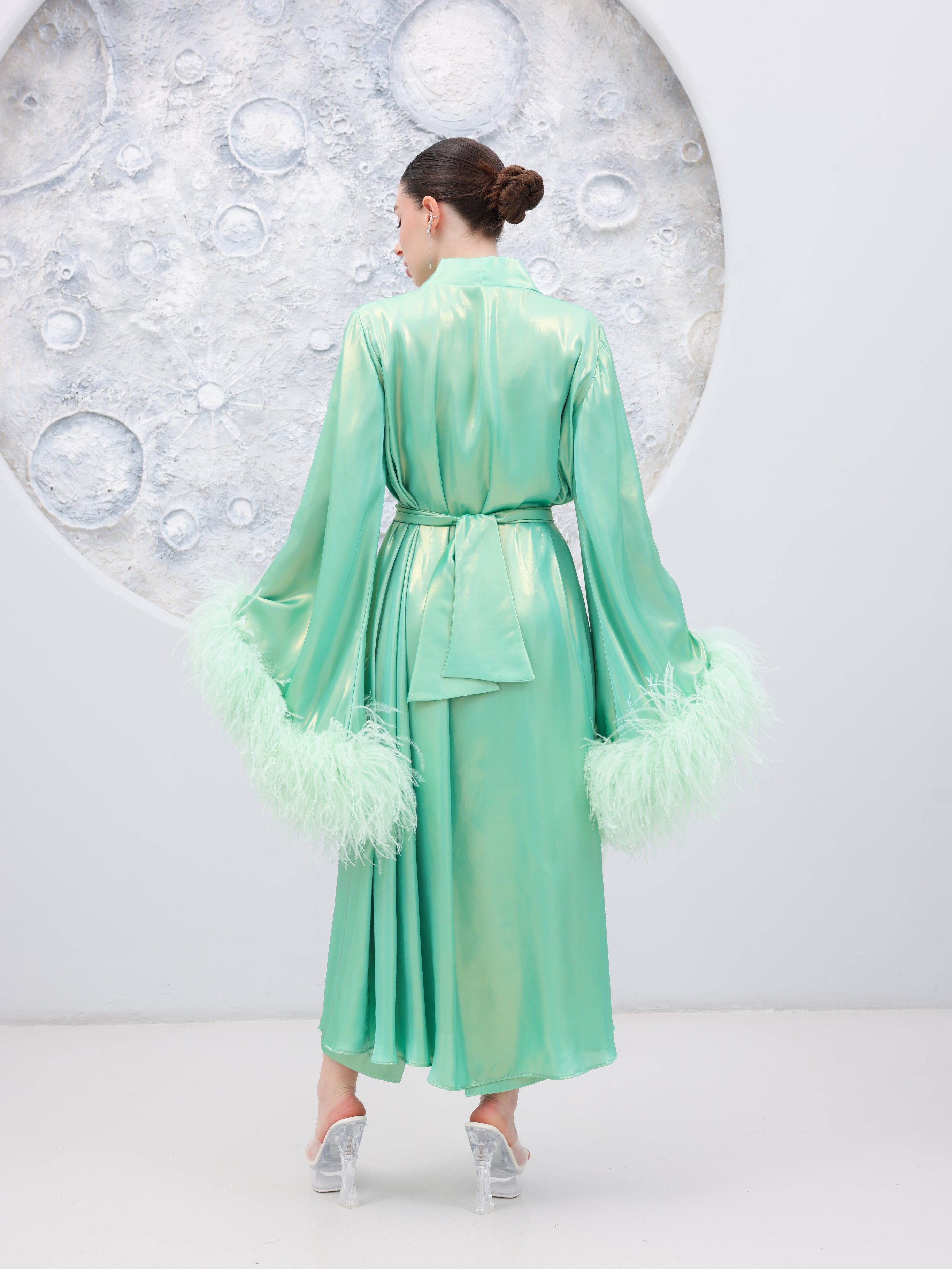 Luxury Satin Feather Abaya