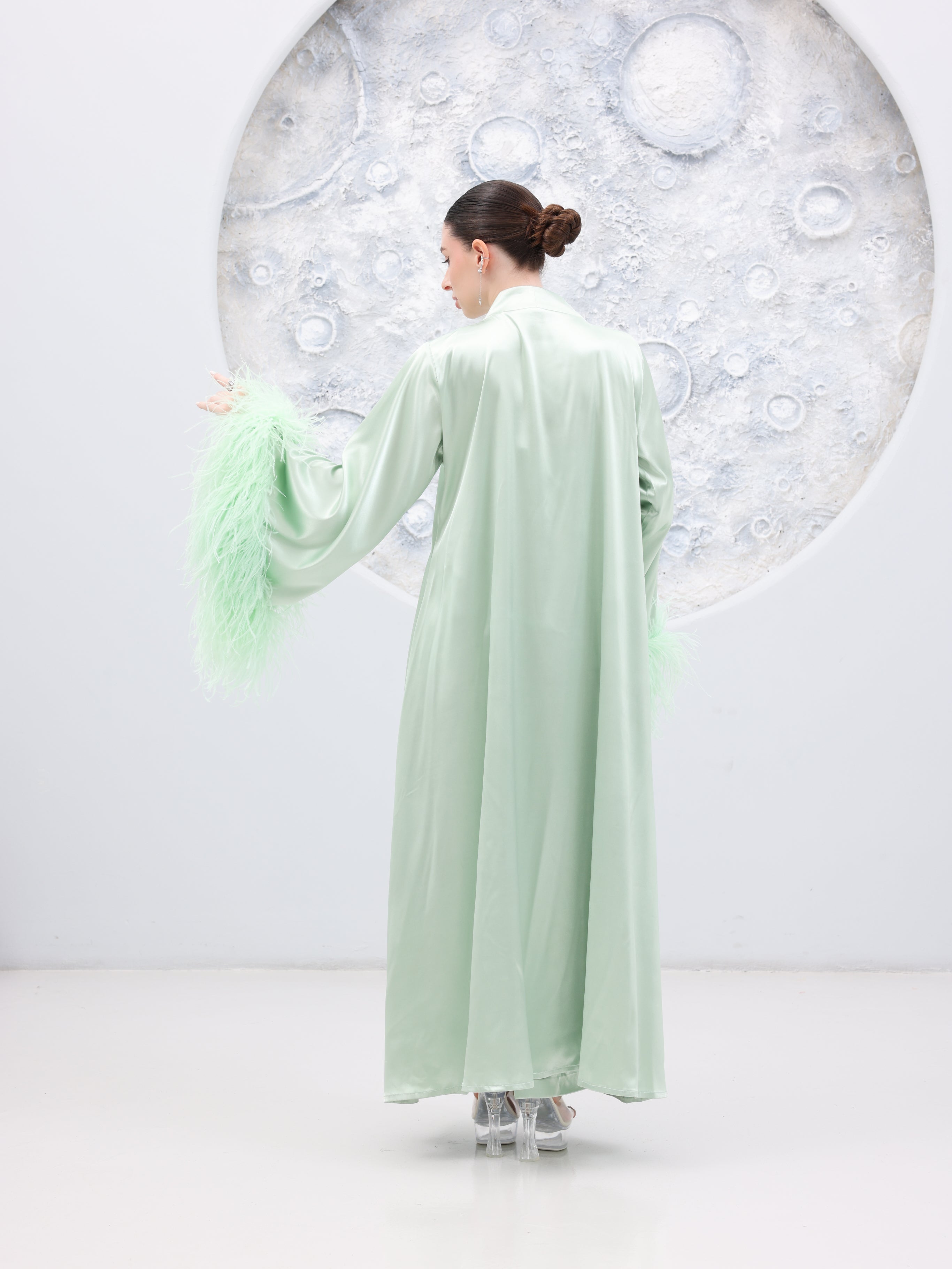 Luxury Satin Feather Abaya