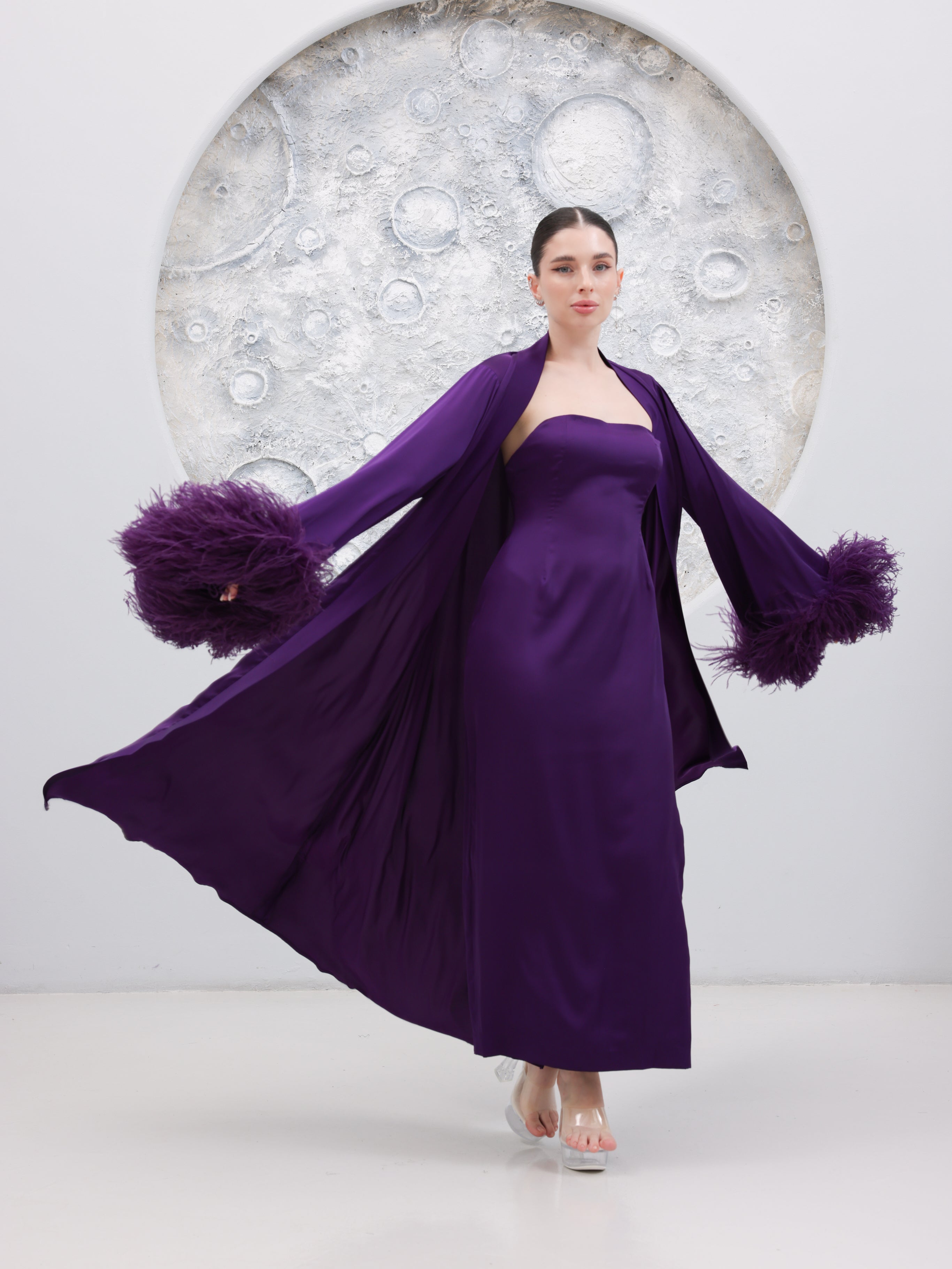 Luxury Satin Feather Abaya